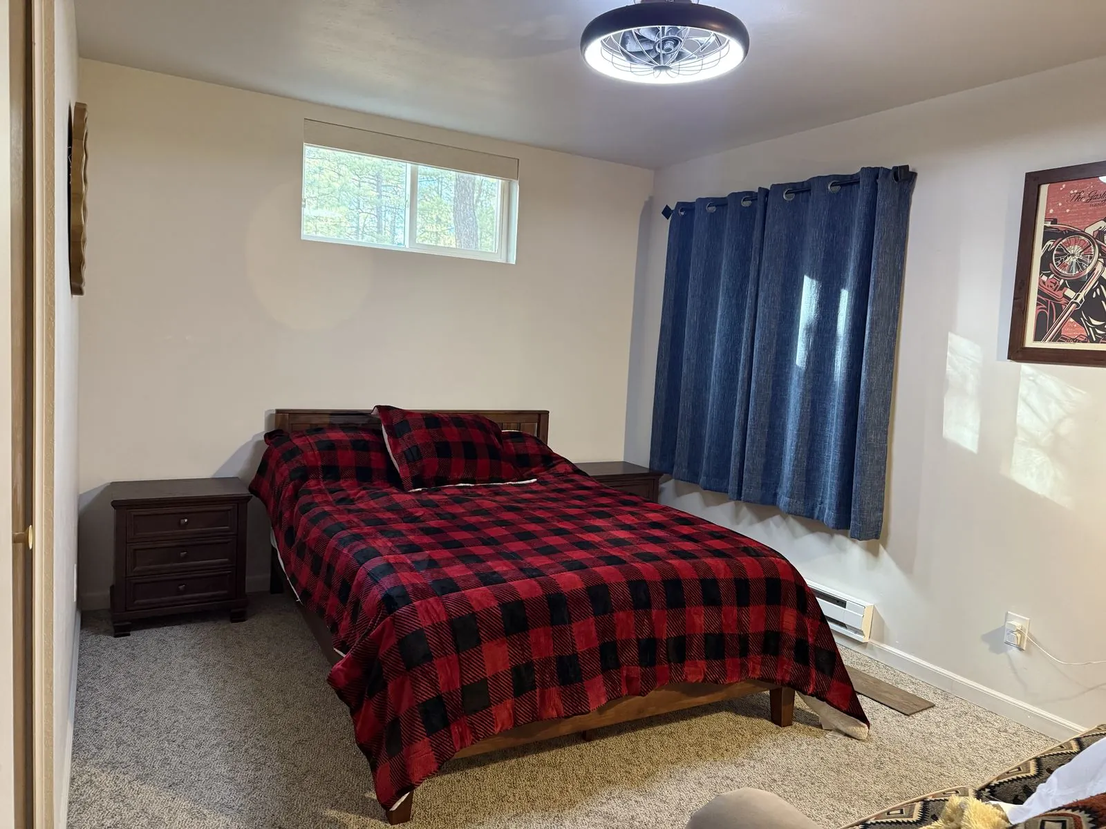 Guest bedroom with buffalo plaid comforter