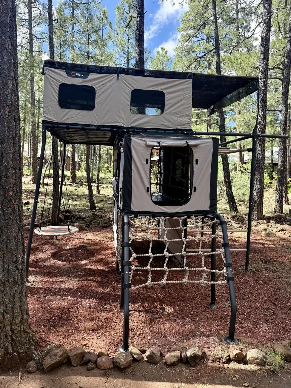 Vuly play fort with monkey bars and swing